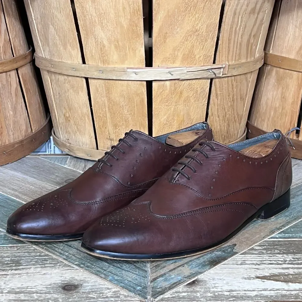 Ted Baker Yarrd 2 Wingtips Brown Leather Derby Oxfords Shoes Mens Size 11